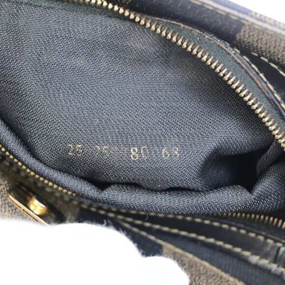 FENDI Logo Pequin Shoulder Tote Bag PVC Leather Black GHW Made In Italy - Picture 14 of 16